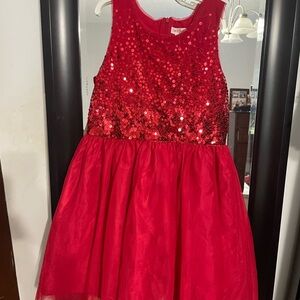Girls red sequin dress. Size Large 10/12